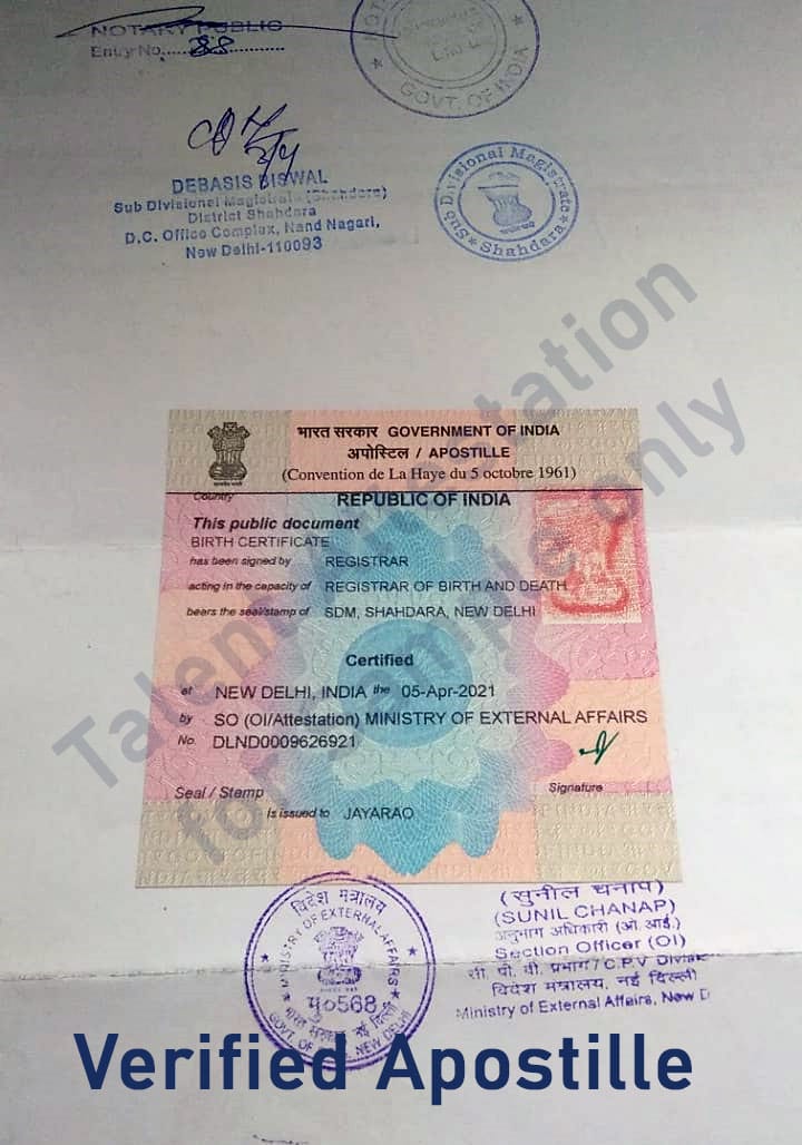 Sample Document Verified Apostille